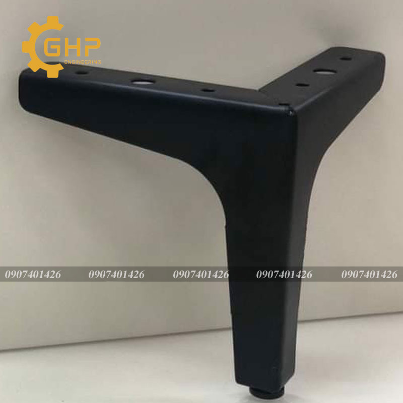 Chân ghế sofa ba cạnh góc vuông 13cm-đen